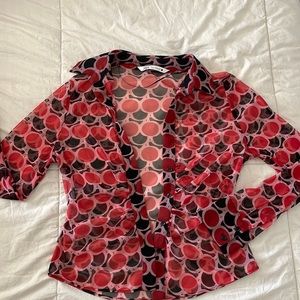 funky sheer zara button down blouse
